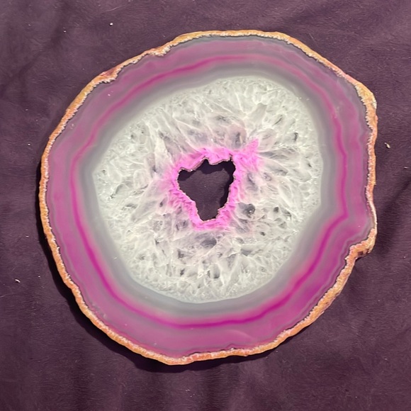Dyed Pink Agate Slice - Picture 1 of 3